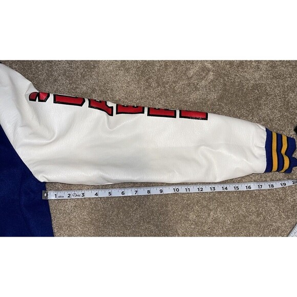 Rebel Minds (M) Velocity Varsity Jacket Blue Leather Embroidered Cobra See Desc - Picture 11 of 16